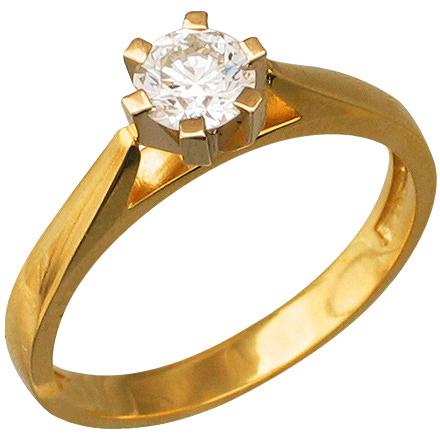Кольцо с 1 бриллиантом из комбинированного золота 750 пробы (арт. 300891)