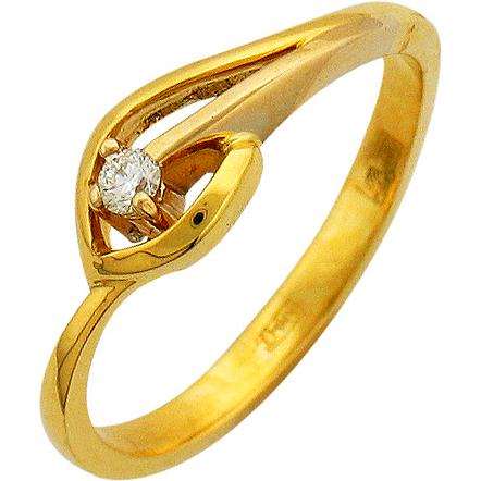 Кольцо с 1 бриллиантом из комбинированного золота 750 пробы (арт. 300896)