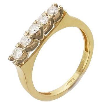 Кольцо с 5 бриллиантами из комбинированного золота 750 пробы (арт. 300900)