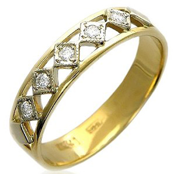 Кольцо с 5 бриллиантами из комбинированного золота 750 пробы (арт. 300932)