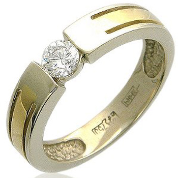 Кольцо с 1 бриллиантом из комбинированного золота 750 пробы (арт. 300933)