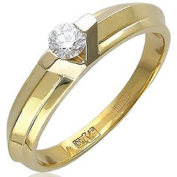 Кольцо с 1 бриллиантом из комбинированного золота 750 пробы (арт. 300938)