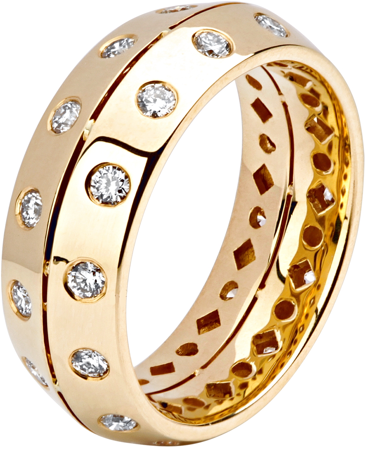 Кольцо с 28 бриллиантами из жёлтого золота 750 пробы (арт. 301158)