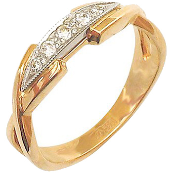 Кольцо с 5 бриллиантами из жёлтого золота 750 пробы (арт. 302298)