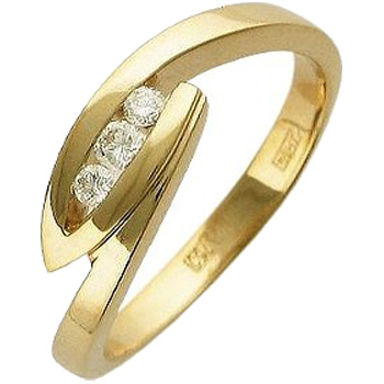Кольцо с 3 бриллиантами из жёлтого золота 750 пробы (арт. 302315)