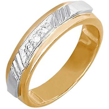 Кольцо с 3 бриллиантами из комбинированного золота  (арт. 302362)