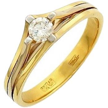 Яркое кольцо с 1 бриллиантом из комбинированного золота  (арт. 302381)