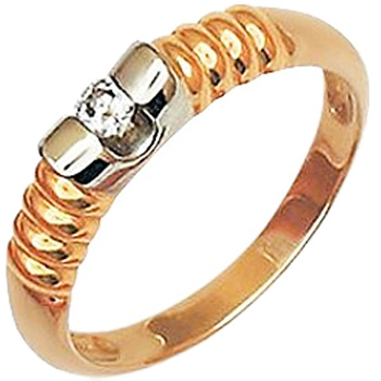 Кольцо с 1 бриллиантом из комбинированного золота 750 пробы (арт. 302427)