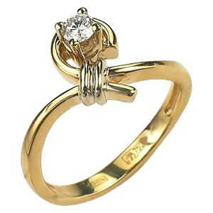 Кольцо с 1 бриллиантом из комбинированного золота 750 пробы (арт. 302453)