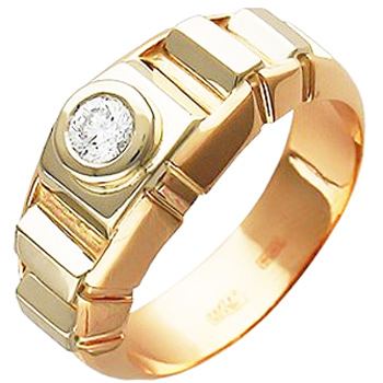 Кольцо с 1 бриллиантом из комбинированного золота  (арт. 302626)