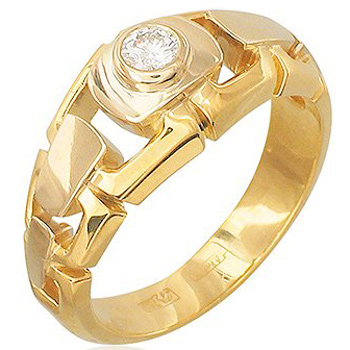 Кольцо Звенья цепи с 1 бриллиантом из комбинированного золота 750 пробы (арт. 302629)