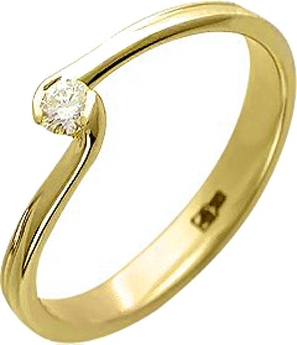 Кольцо с 1 бриллиантом из жёлтого золота  (арт. 302832)