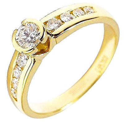 Кольцо с 7 бриллиантами из жёлтого золота 750 пробы (арт. 303430)