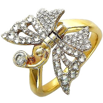 Кольцо Бабочка с 85 бриллиантами из комбинированного золота  (арт. 303443)