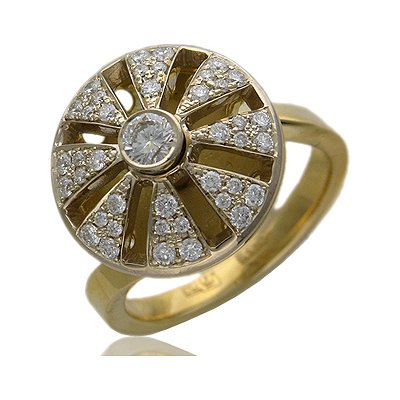 Кольцо с 65 бриллиантами из комбинированного золота 750 пробы (арт. 303471)
