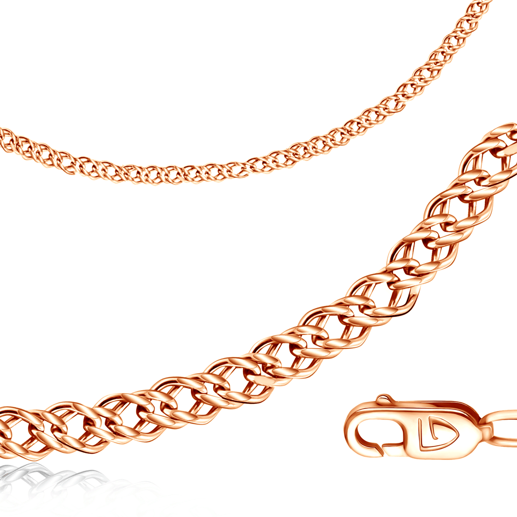 Цепочка плетения "Двойной ромб" из серебра с позолотой (арт. 310911)