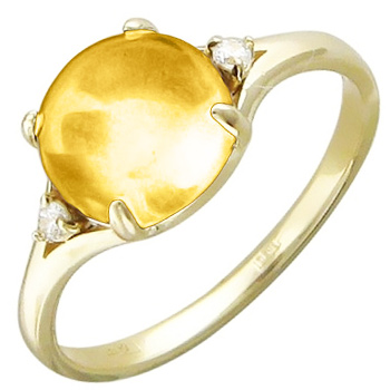 Кольцо с фианитами, цитрином из желтого золота (арт. 316108)