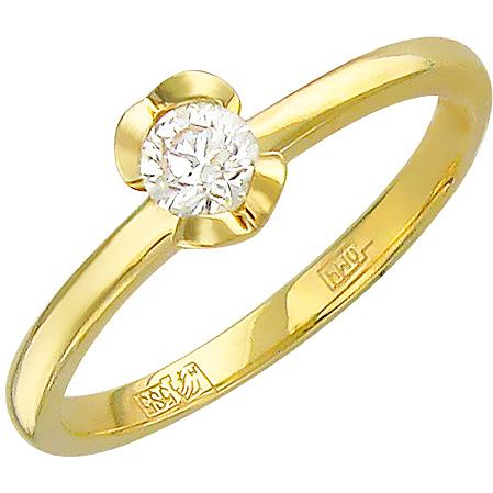 Кольцо с бриллиантом из желтого золота (арт. 316500)