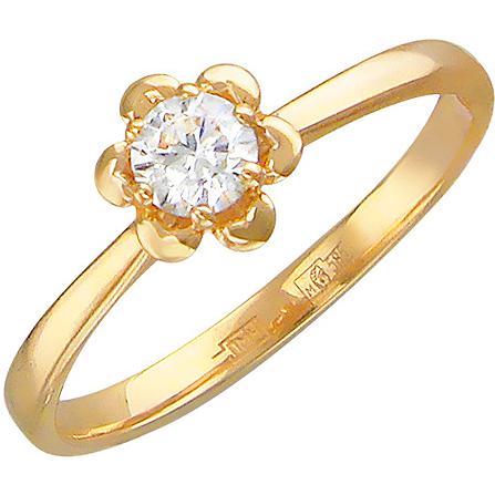 Кольцо Цветок с бриллиантом из красного золота (арт. 320198)