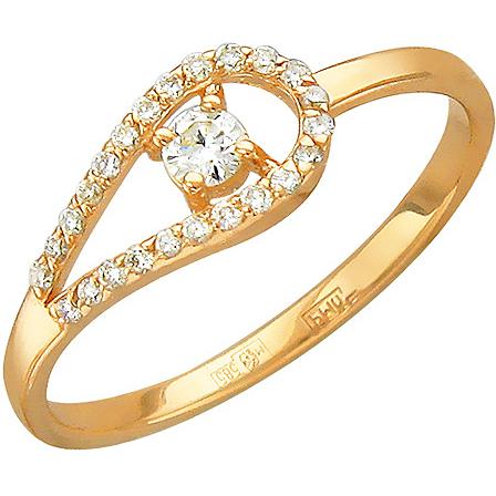 Кольцо с бриллиантами из красного золота (арт. 320507)