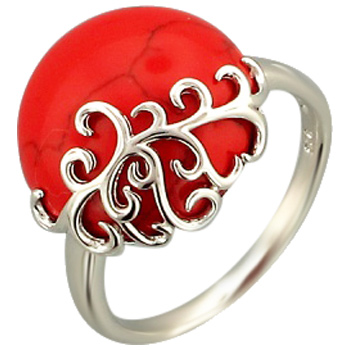 Кольцо с кораллом из серебра (арт. 320771)