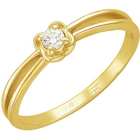 Кольцо с бриллиантом из желтого золота (арт. 320843)