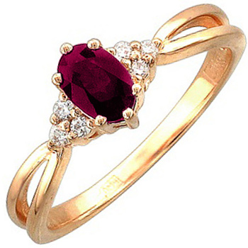 Кольцо с бриллиантами, рубином из красного золота (арт. 321053)