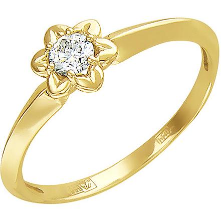 Кольцо Цветок с бриллиантом из желтого золота (арт. 321071)