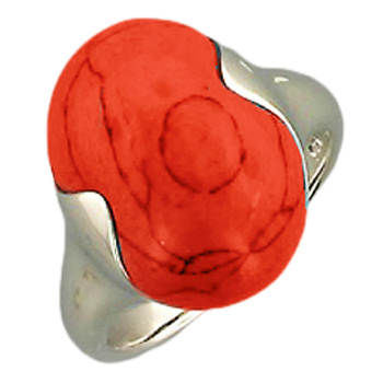 Кольцо с кораллом из серебра (арт. 321361)