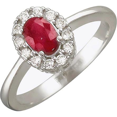 Кольцо с бриллиантами, рубином из белого золота (арт. 321429)