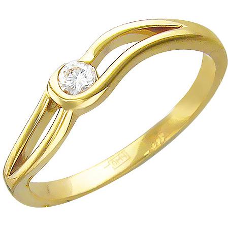 Кольцо с бриллиантом из желтого золота (арт. 321815)