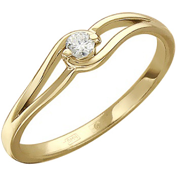 Кольцо с бриллиантом из желтого золота (арт. 322265)