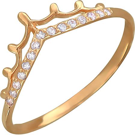 Кольцо Корона с фианитами из красного золота (арт. 323203)
