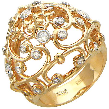 Кольцо с бриллиантами из красного золота (арт. 324609)