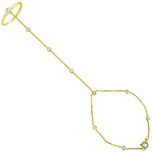 Браслет с кольцом с бриллиантами из желтого золота (арт. 327331)