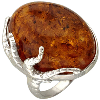 Кольцо с янтарем из серебра (арт. 329069)
