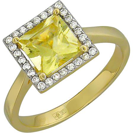 Кольцо с бриллиантами, кварцем из желтого золота (арт. 329736)