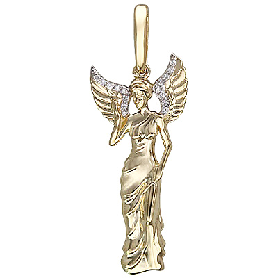 Подвеска Ангел с бриллиантами из желтого золота (арт. 329789)