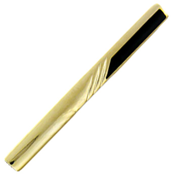 Зажим для галстука с ониксом из желтого золота (арт. 329881)