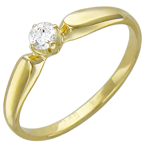 Кольцо с бриллиантом из желтого золота (арт. 338048)
