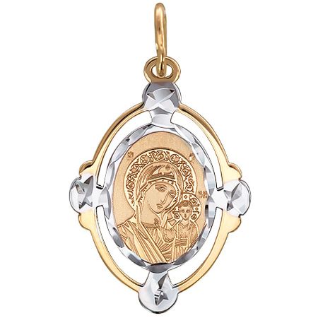 Подвеска-иконка "Казанская Богородица" из красного золота (арт. 342576)