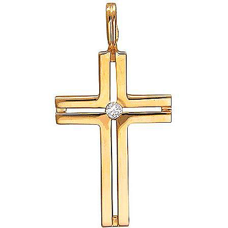Крестик с фианитом из красного золота (арт. 342759)