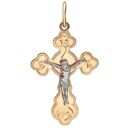 Крестик из комбинированного золота (арт. 342834)