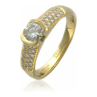 Кольцо с 25 бриллиантами из жёлтого золота 750 пробы (арт. 361947)