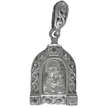 Подвеска-иконка "Богородица Казанская" с 3 фианитами из серебра 925 пробы (арт. 364928)