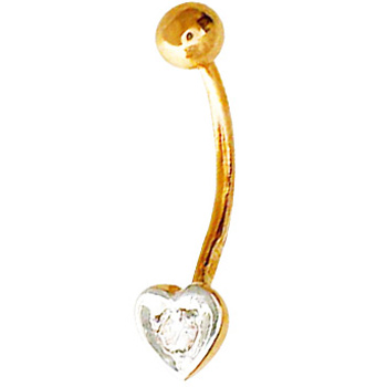 Пирсинг Сердце с фианитом из красного золота (арт. 366664)