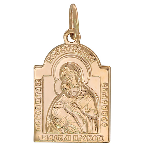 Подвеска-иконка "Владимирская Богородица" из красного золота (арт. 367725)