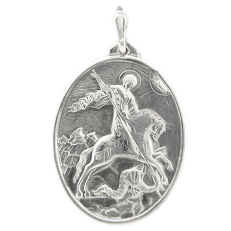 Подвеска-иконка "Георгий Победоносец" из серебра (арт. 374064)