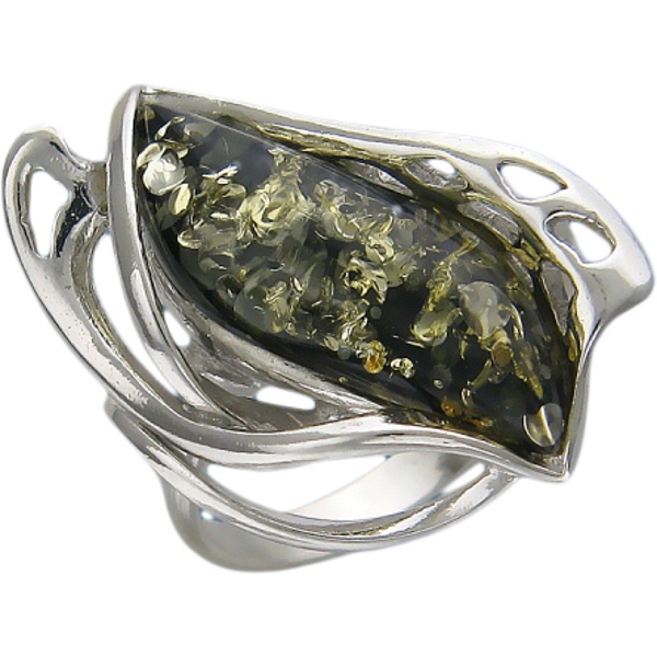 Кольцо с янтарем из серебра (арт. 374422)