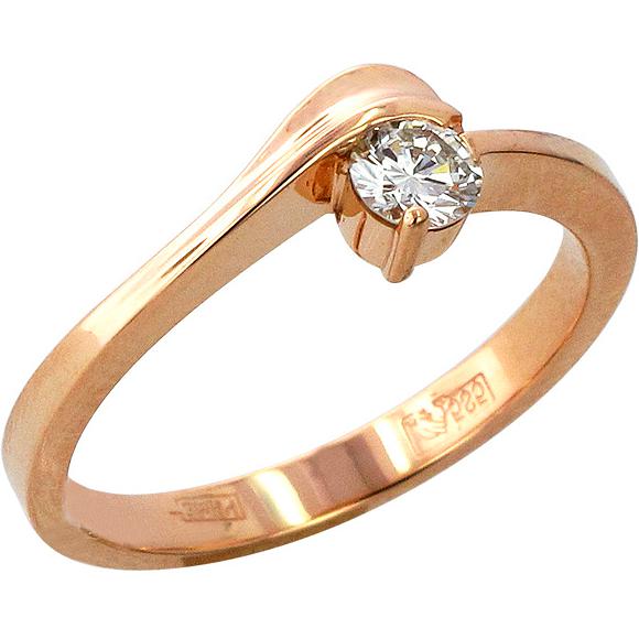 Кольцо с бриллиантом из красного золота (арт. 420885)